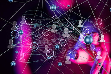 Global network. Blockchain. 3D illustration. Neural networks and artificial intelligence. Abstract