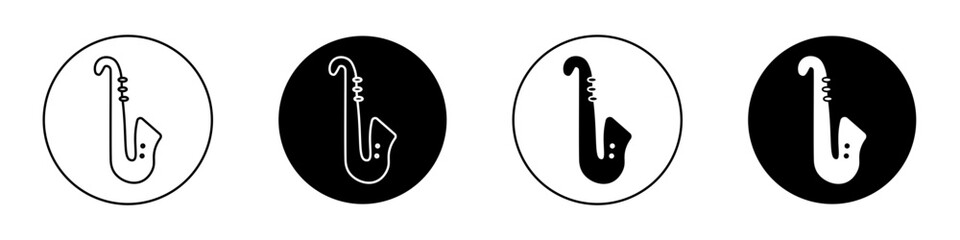 Saxophone outlined icon vector collection.