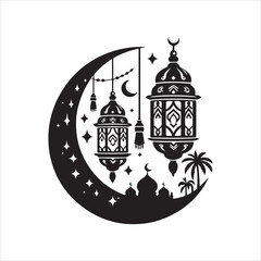 islamic eid silhouette vector illustration