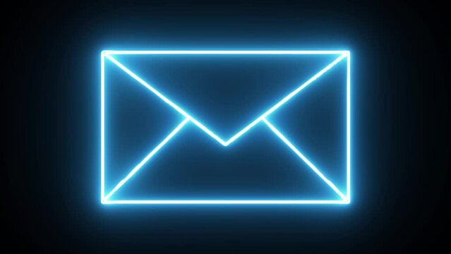 neon message icon in black background