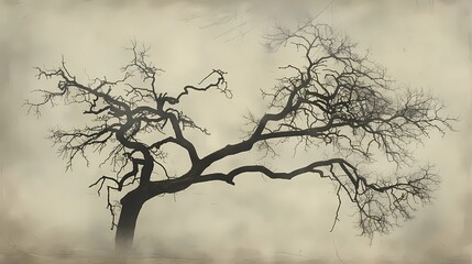 tree in fog