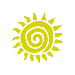 Sun icon. Colored silhouette. Front view. Vector simple flat graphic illustration. Isolated object on a white background. Isolate.