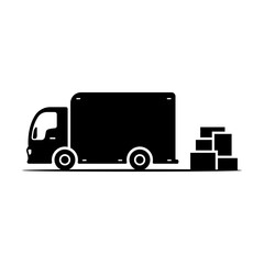 Truck icon. Delivery van. Black silhouette. Side view. Vector simple flat graphic illustration. Isolated object on a white background. Isolate.