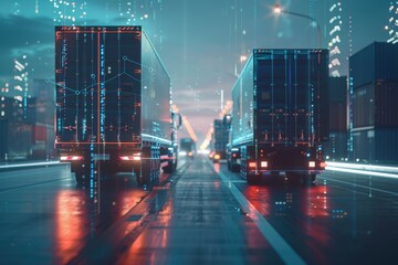 Intelligent logistics network  truck container cargo distribution with ai in import export industry