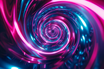 Obraz premium Vibrant neon spiral pattern in pink and blue creating a hypnotic and futuristic visual effect.