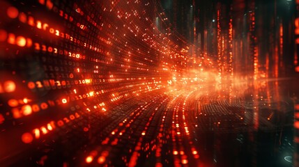 Obraz premium Digital light streaks create futuristic, hightech, scifi atmosphere, vibrant and dynamic in glow and design