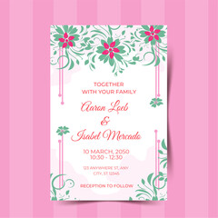 Wedding beautiful floral wreath  invitation card design template. Wedding invitation card or flyer design template. Wedding invitation card design with golden mandala and abstract pattern.
