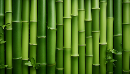 Obraz premium A Lush Wall Of Green Bamboo Stalks