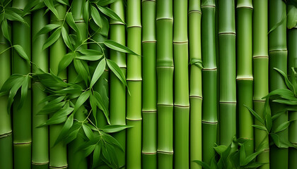Obraz premium A Lush Wall Of Green Bamboo Stalks
