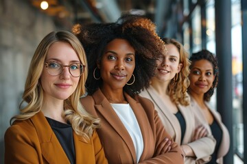 Obraz premium Empowered and Diverse Businesswomen Leading the Charge in a Global Enterprise