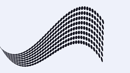 Abstract wavy line dotted big data dark blue background.