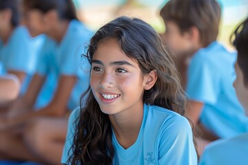 Fototapeta premium Young Girl Smiles During Summer Camp Activity