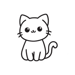 Black and white Cute Cat in Silhouette illustration