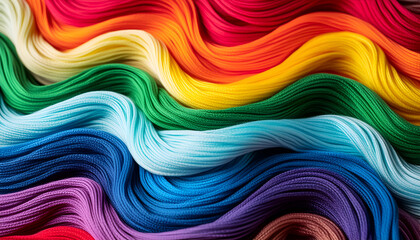 Colorful Wavy Embroidery Floss in Rainbow Order