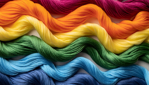 Colorful Wavy Embroidery Floss in Rainbow Order