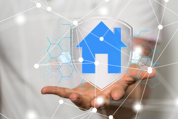 home data. Digital cyberspace with particles and Digital data network connections concept. - 3d