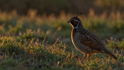 A quail's distinctive call echoing through the meadow at dawn ai_generated