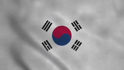 South Korea Flag Waving Animation background, Korea flag, Background for National Liberation Day of Korea. Slow Motion of Korean Flag Waving 4K Video