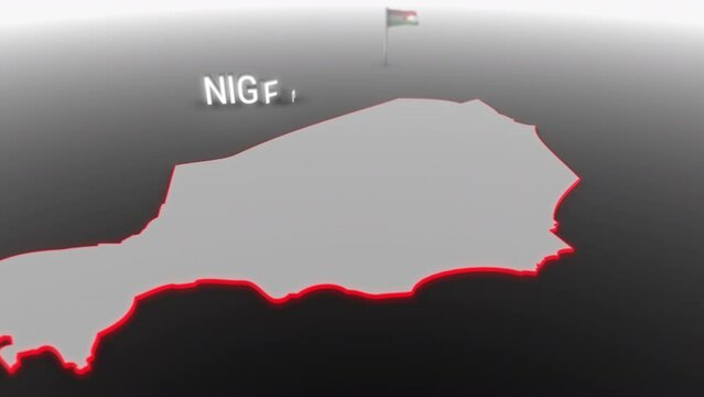 3d animated map of Niger gets hit and fractured by the text &ldquo;Inflation&rdquo;