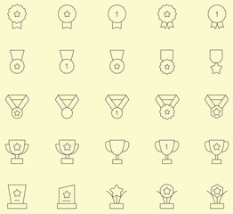 Winning icon set. Winers icon collection. Set of Winner medal.