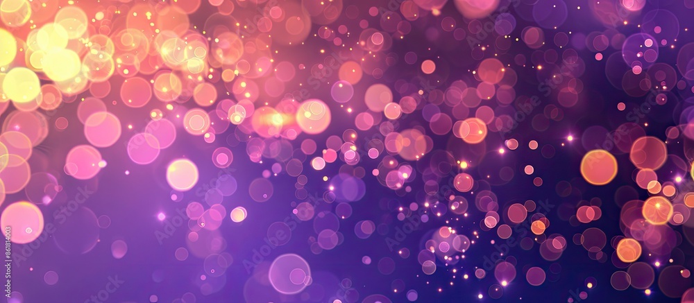 Aufkleber Modern abstract circular glowing bokeh on a purple background, creating a blurred backdrop with ample copy space image for a banner.