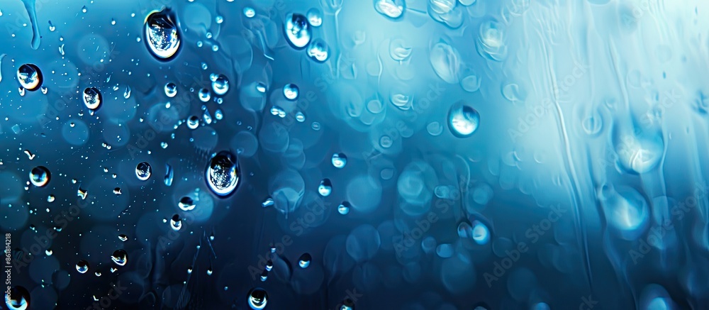 Aufkleber A blue water drop on the window with copy space image for background.