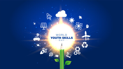 World Youth Skills Day. Modern skills education and training concept.