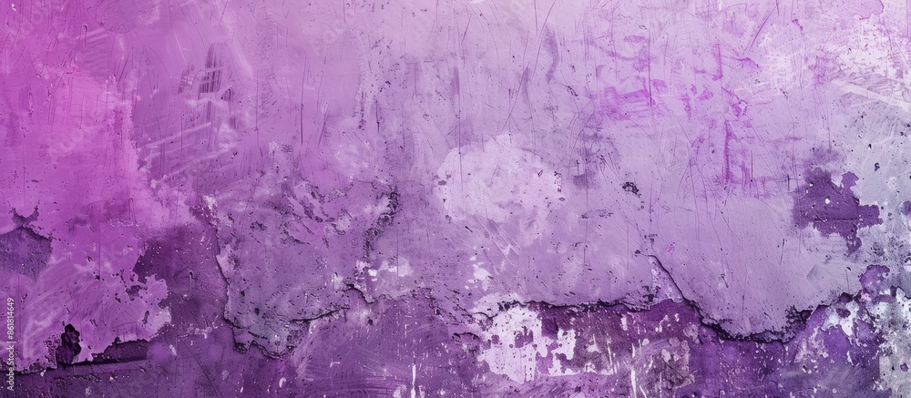 Fototapete a wide banner with a violet grungy texture on rough decorative plaster backdrop. panoramic copy spac