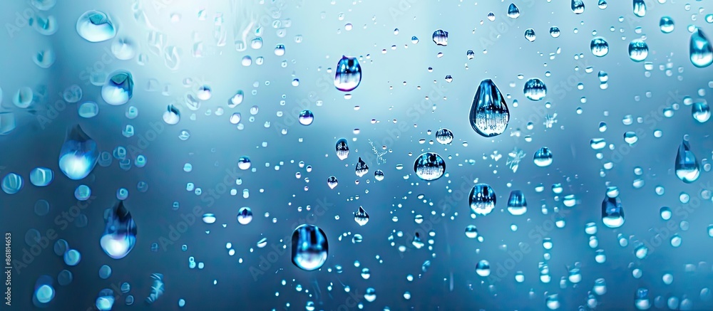 Aufkleber A blue water drop on the window with copy space image for background.