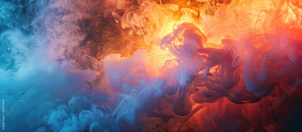 Poster the ethereal combination of light and smoke creates a captivating and mystical ambiance in the copy 