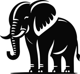 Obraz premium Elephant black vector illustration