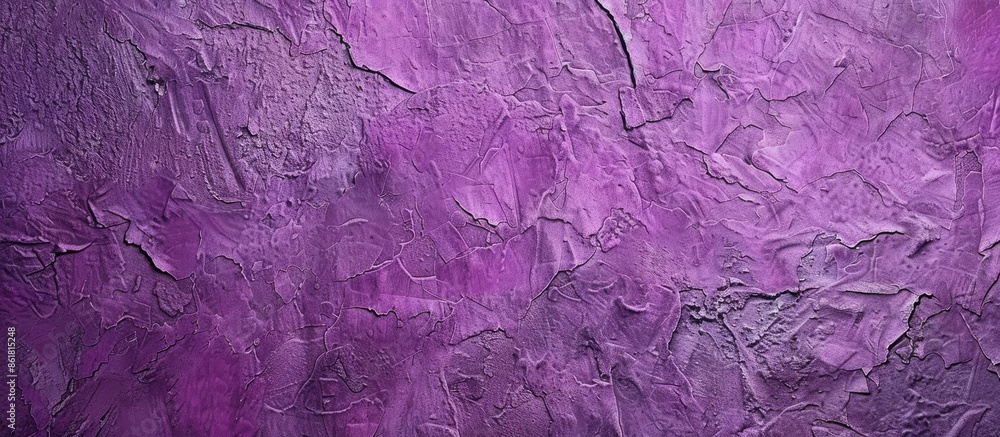 Fototapete a wide banner with a violet grungy texture on rough decorative plaster backdrop. panoramic copy spac