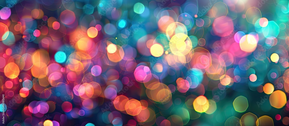 Poster colorful bokeh pattern on a blurred background, ideal for designs with copy space image.