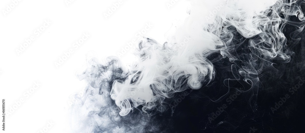 Poster The image displays white smoke on the right with a black area on the left, perfect for adding text or graphics. Copy space image. Place for adding text and design