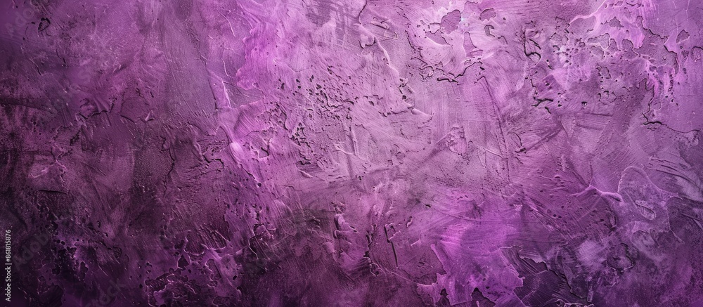 Aufkleber A wide banner with a violet grungy texture on rough decorative plaster backdrop. Panoramic copy space image on concrete wall, creating a purple abstract background.