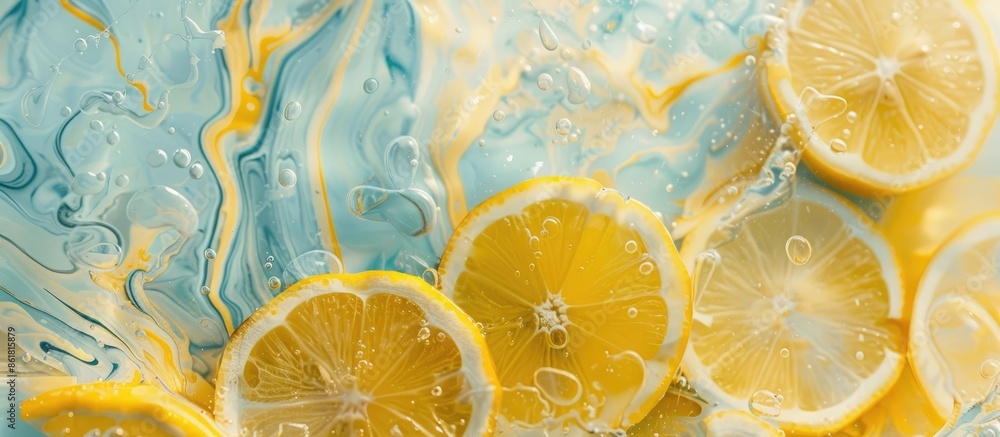 Aufkleber Lemons creating an abstract background with copy space image.