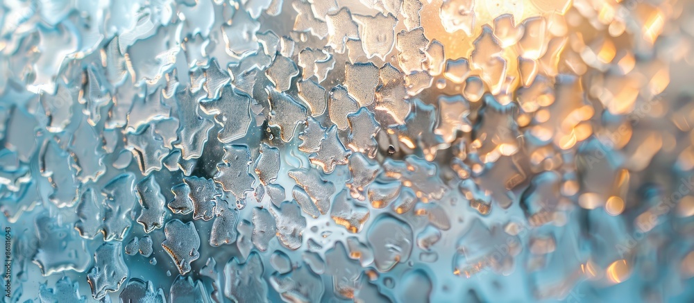 Poster a unique texture of glass on a window at dawn creates an illusion of artistry, demonstrating how ord