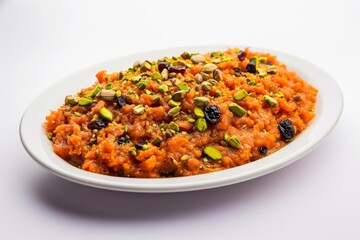 Yummy Carrot Halwa Dessert with Sweet Black Currants