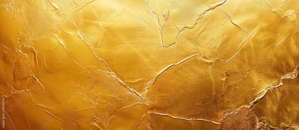 Poster top view of a golden paper texture against a gold background with copy space image.