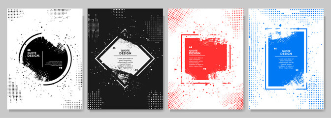 Vector frame for text. Modern Art graphics. Dynamic frame stylish geometric color background. Brush stroke ink splash with halftone dots. Element for design invitations, flyers, posters, book cover