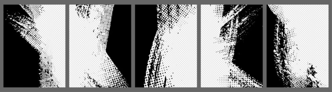 Vector illustration. Hand drawn abstract black overlay set. Ink brush strokes mess. Design for poster, invitation, gift card, coupon, book cover, photography overlay, web banner. Retro paint splatter