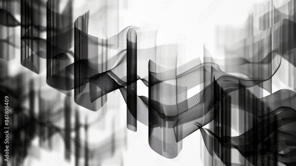 Aufkleber a kinetic mobile with geometric shapes seamlessly moving in a continuous pattern.