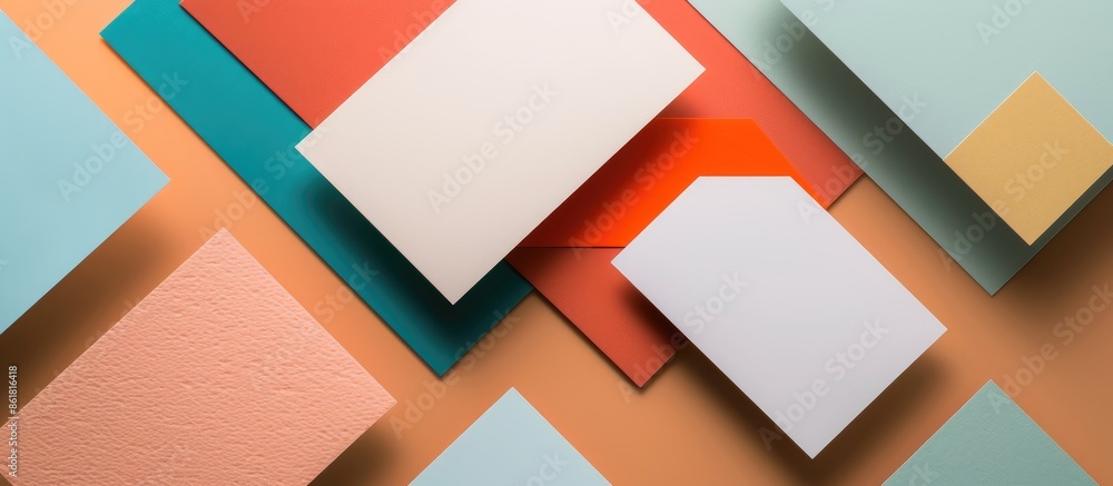 Poster a mockup featuring business cards with a design template for branding identity against a plain backg