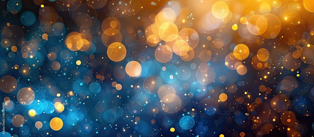 Leinwandbilder Abstract background with blurred blue and yellow lights creating a bokeh effect, ideal for a copy space image.
