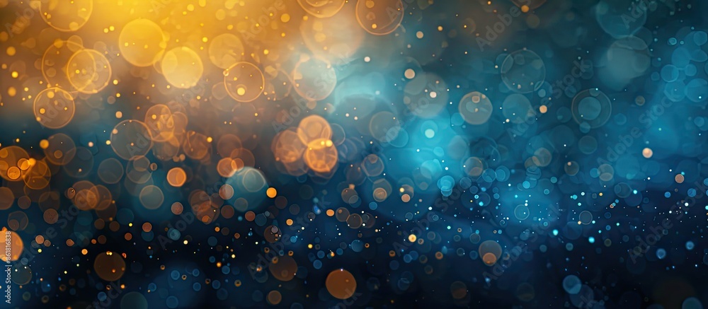 Leinwandbilder Abstract background with blurred blue and yellow lights creating a bokeh effect, ideal for a copy space image.