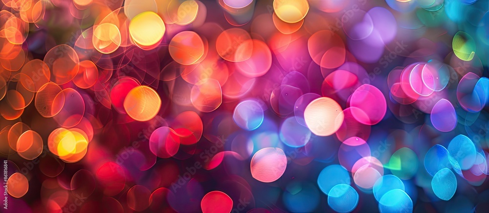 Poster colorful bokeh pattern on a blurred background, ideal for designs with copy space image.