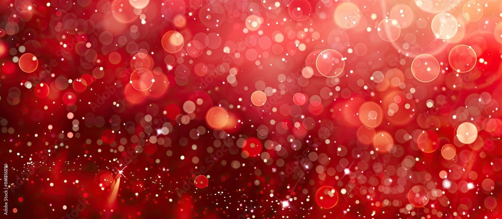 Poster a red background with light bokeh effects and copy space image, ideal for a christmas template.