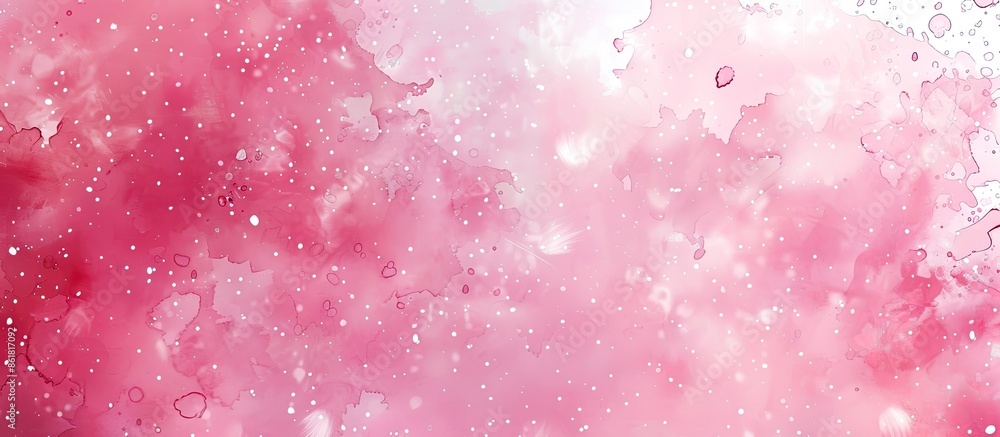Poster abstract pink background with snowfall watercolor elements and copy space image.