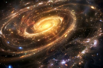 The radiant swirl of galaxies colliding in a dance of cosmic light