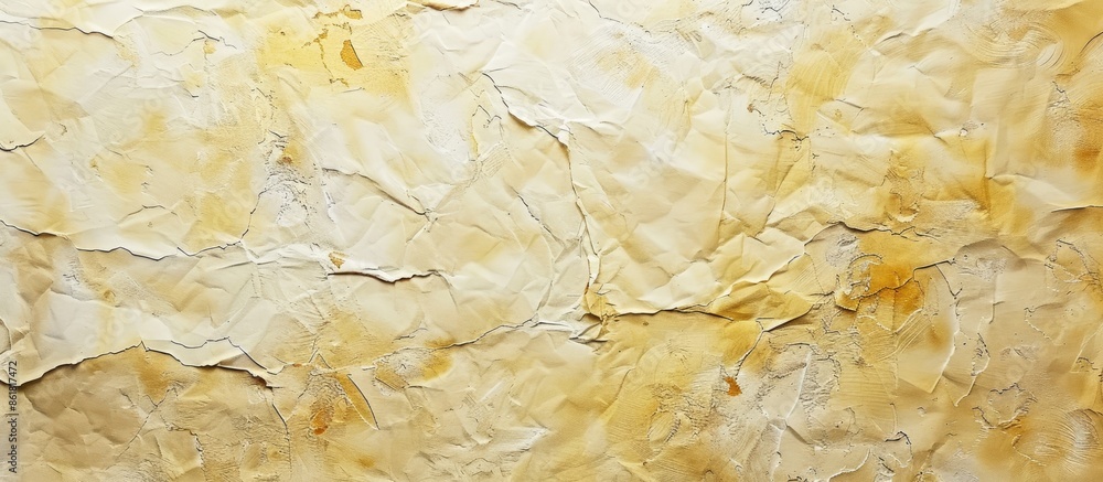Poster light textured beige paper background with rough spots and copy space in yellow and brown.